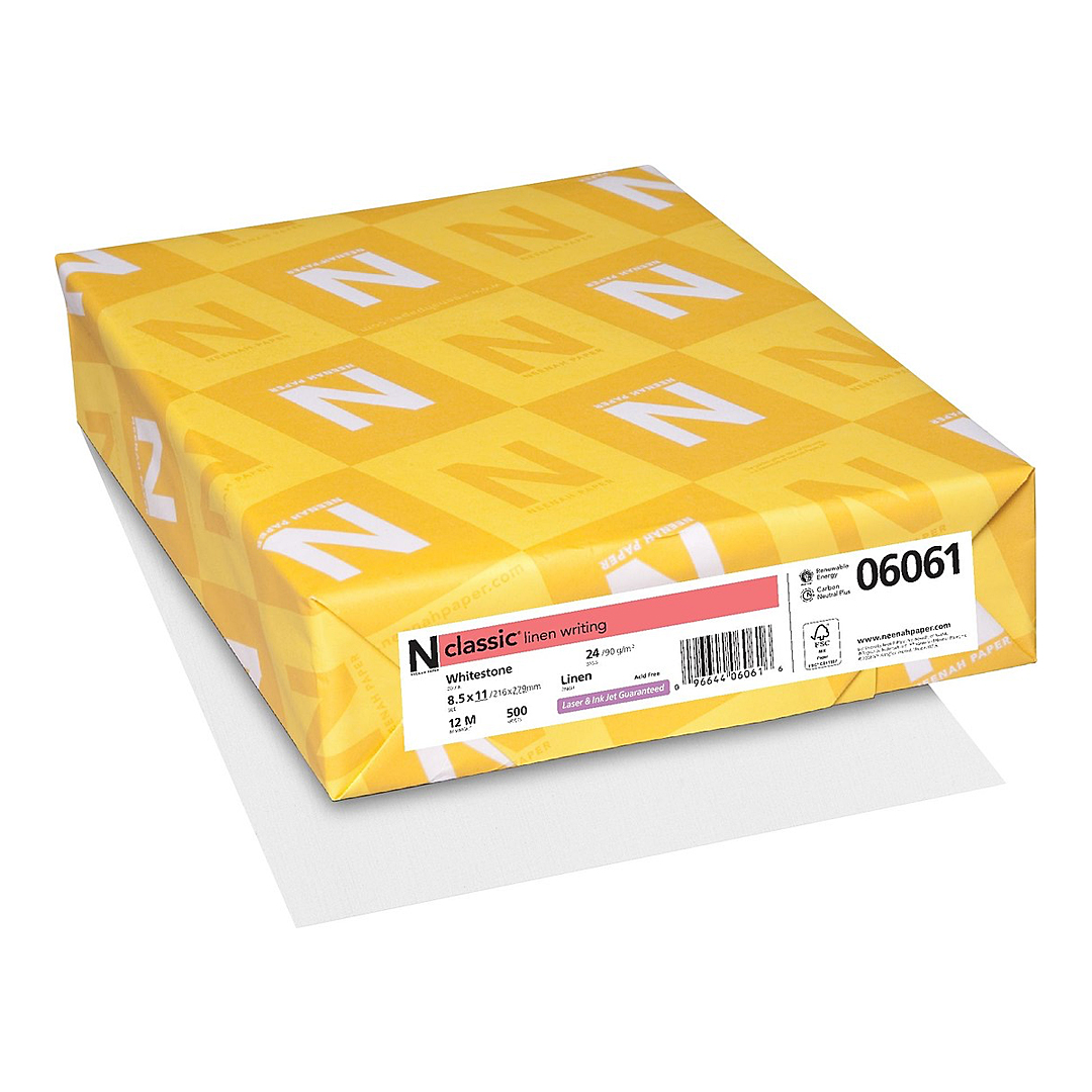 Neenah Paper® Classic Linen Whitestone Linen 24 lb. Writing 8.5x11 in. 500 Sheets per Ream