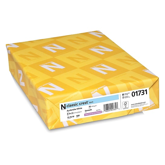 Neenah Paper® Classic Crest™ Avalanche White 24 lb. Smooth Writing Watermarked 8.5x11 in. 500 Sheets per Ream