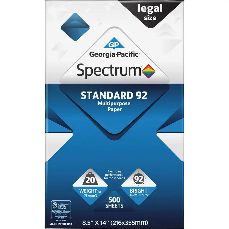 GP® Spectrum® Premium 24 lb. White Inkjet and Laser Paper 8.5x14 in. 500 Sheets per Ream