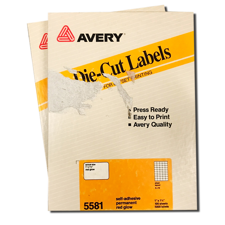 Avery® 5581 Die-Cut Labels Red Glow Permanent Adhesive 1x1.5 in
